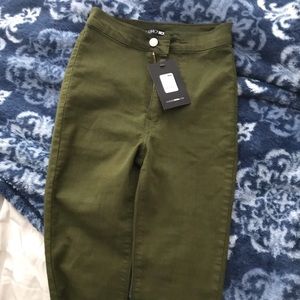 Olive high waist skinny jeans